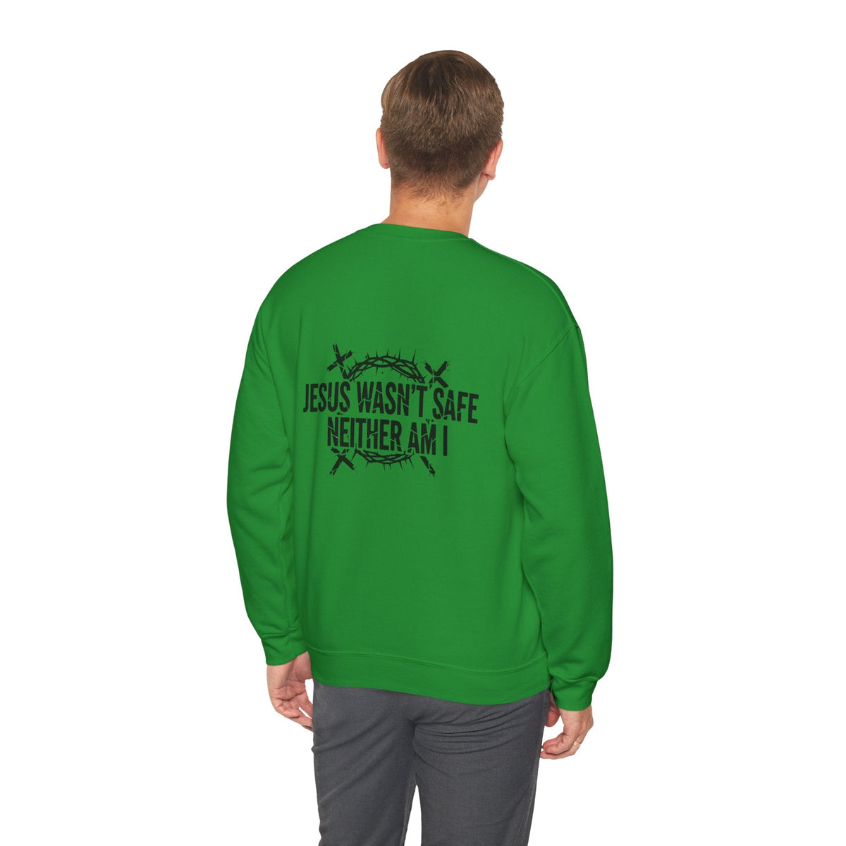 ⚡ Jesus Wasn’t Safe – Neither Am I | Bold Christian Sweatshirt | Storm-Walking Faith Tee | Minimalist Black & White Design | Uplifted Gear Printify