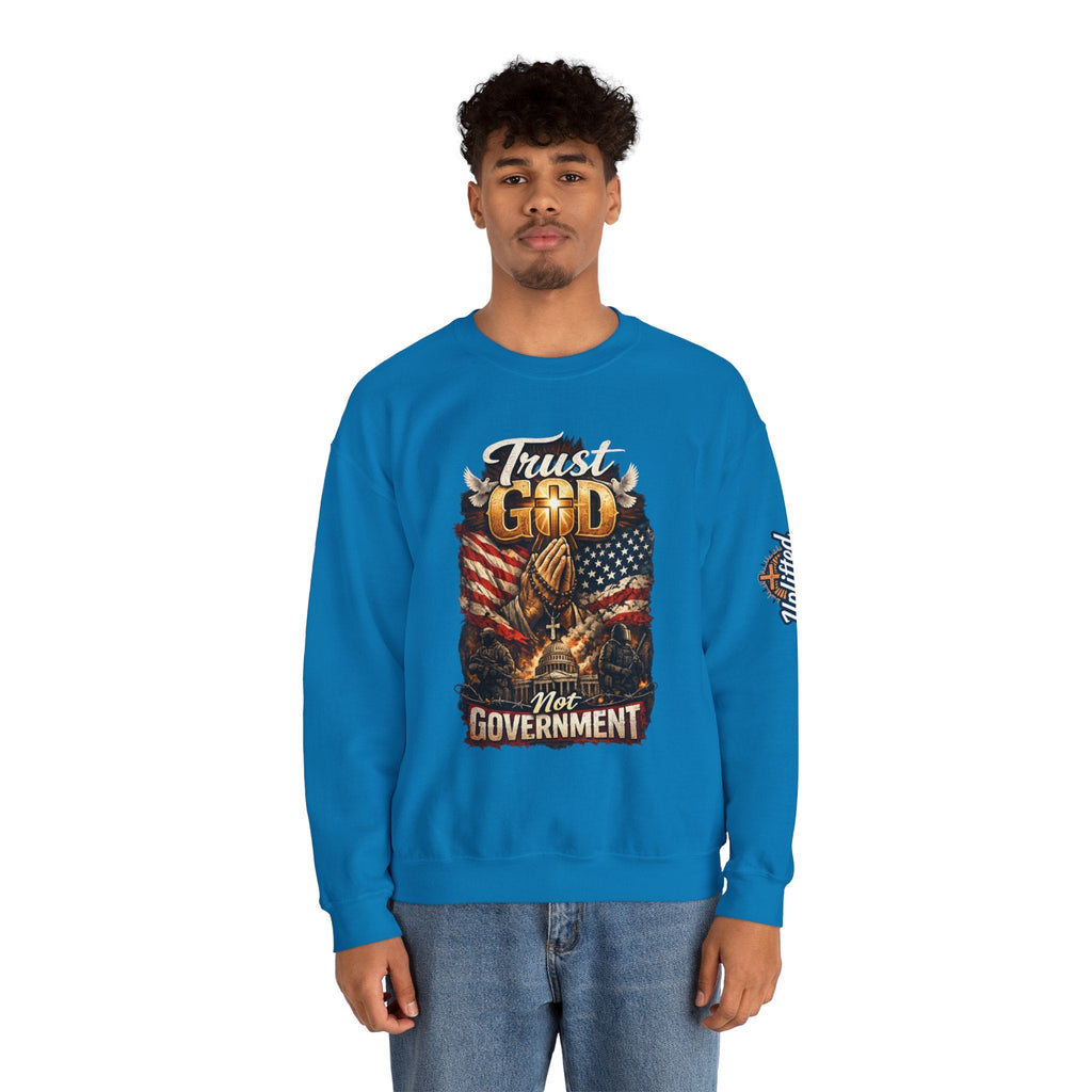 Trust God Not Government Sweatshirt — Vintage Patriotic Christian Sweatshirt Printify
