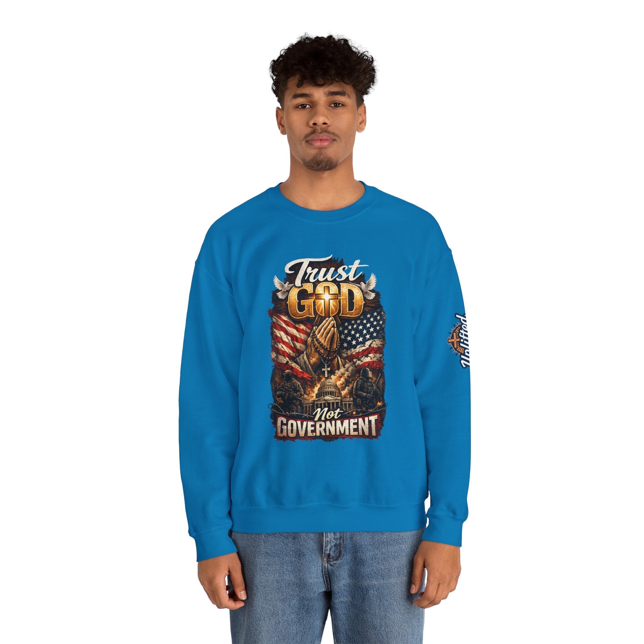Trust God Not Government Sweatshirt — Vintage Patriotic Christian Sweatshirt Printify