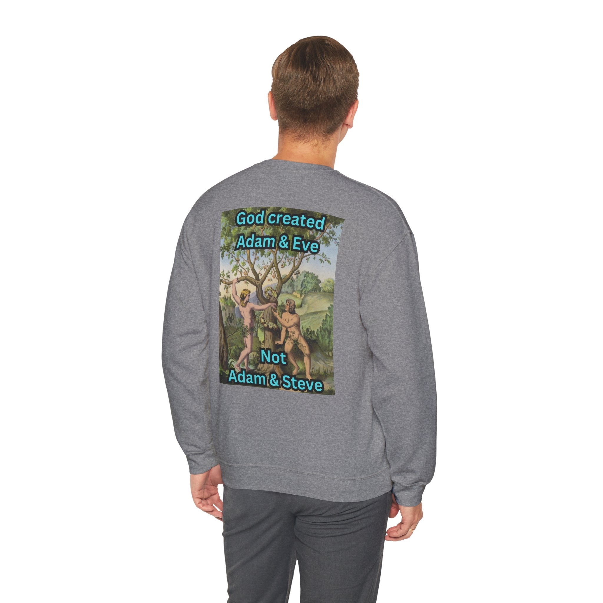 God Created Adam and Eve Sweatshirt – Biblical Truth Christian Sweatshirt for Unshakable Faith Printify