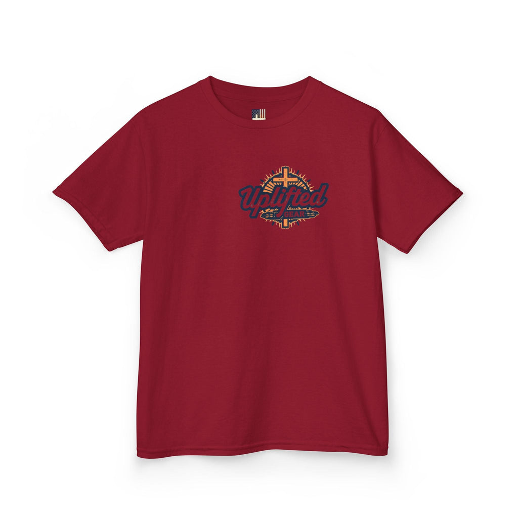 ✨ Chosen. Loved. Redeemed. – Elegant Christian Kids T-Shirt | Gold Foil Faith Tee | Subtle Cross & Heart Design | Inspirational Bible Verse Apparel by Uplifted Gear Printify