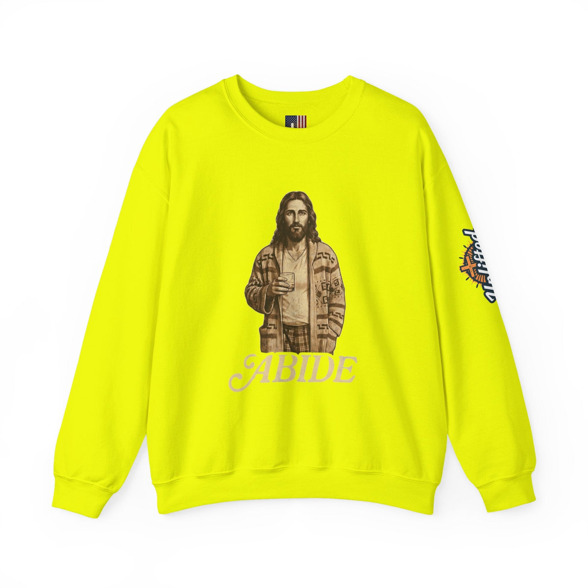 Abide Jesus Sweatshirt — Vintage 'The Dude' Religious Graphic Sweatshirt Printify