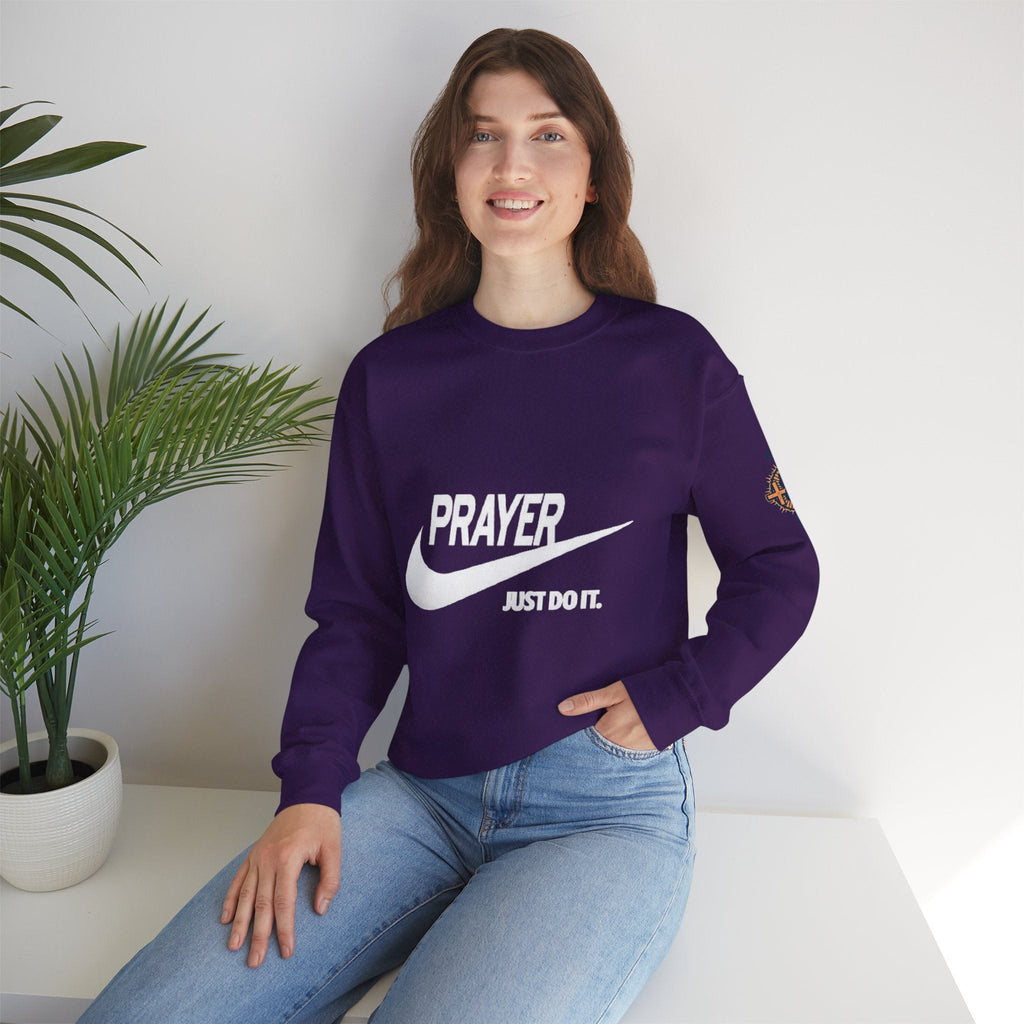 Prayer Just Do It Sweatshirt - Funny Christian Nike Parody Sweatshirt - Faith Gear Printify