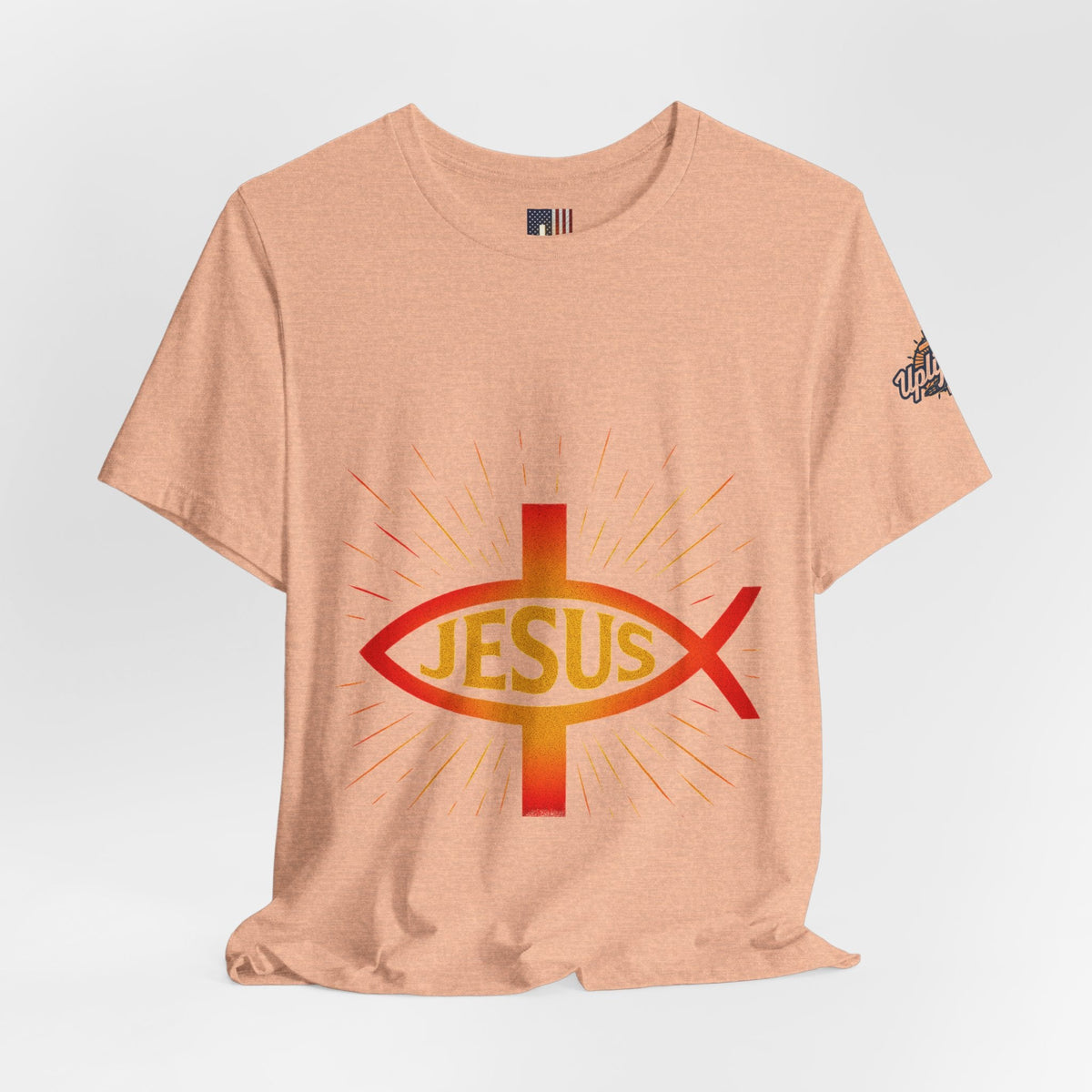 Jesus Ichthys T-shirt – Christian Fish Symbol with Cross & Jesus Inscription T-shirt for Eternal Faith & Streetwear Printify