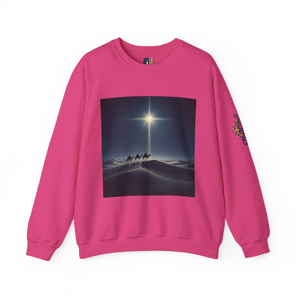 3 Wise Men Sweatshirt – Magi Camels Nativity Journey Christian Christmas Sweatshirt for Epiphany Faith & Holy Night Printify