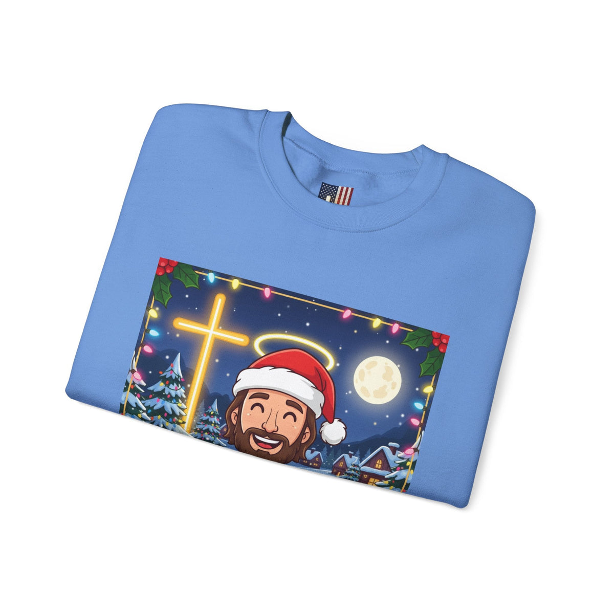 🎄 Make Christmas Great Again – Funny Christian Sweatshirt | Jesus Holding Banner | Faith-Based Holiday Parody Tee | Uplifted Gear Printify