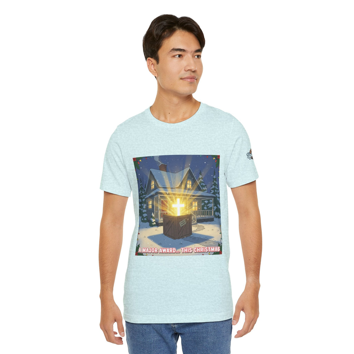 A Major Award This Christmas T-shirt – Fragile Leg Lamp Parody Cross Unboxing Christian T-shirt for Hilarious Faith & Holiday Glow Printify