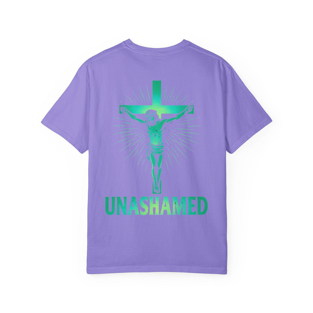 Unashamed T-shirt – Romans 1:16 Crucifixion Christian t-shirt for Bold Unwavering Faith Printify
