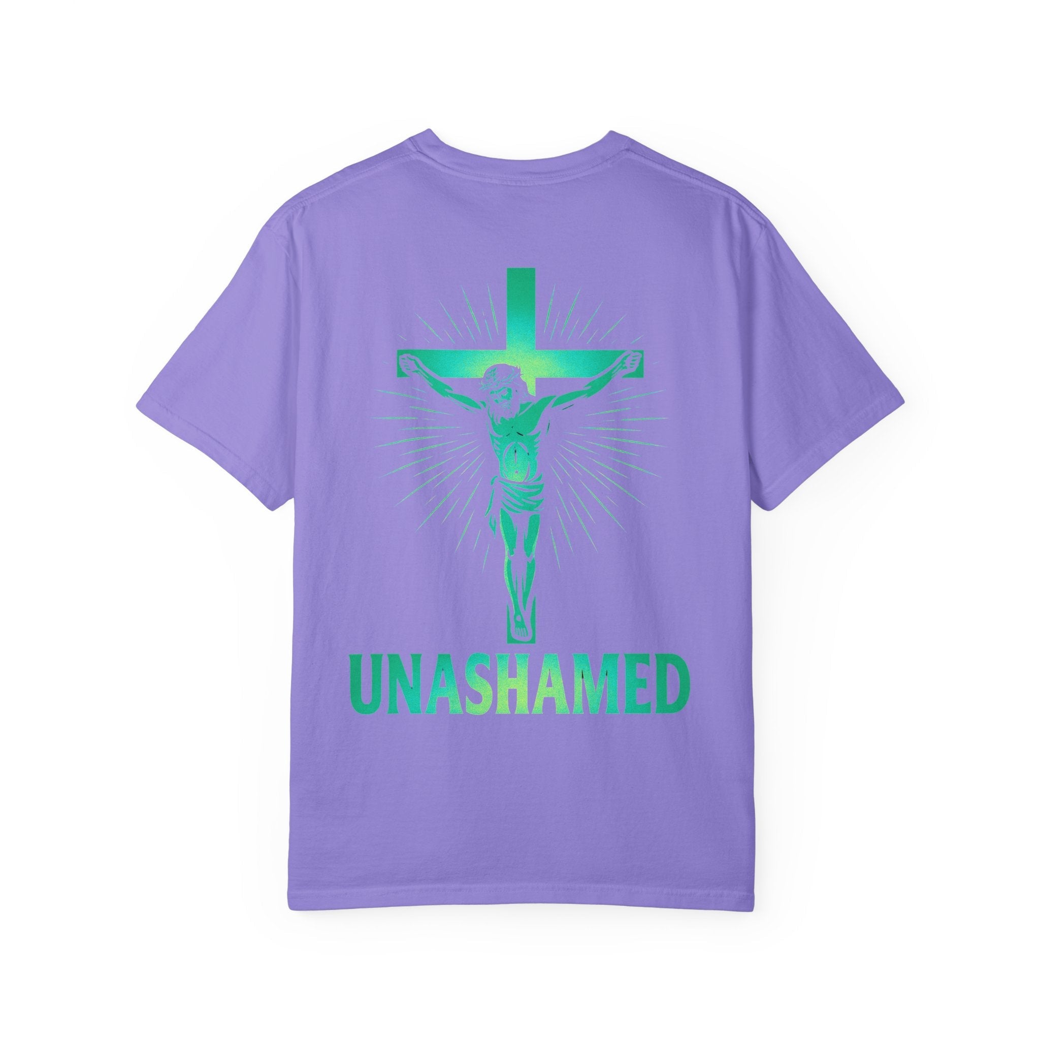Unashamed T-shirt – Romans 1:16 Crucifixion Christian t-shirt for Bold Unwavering Faith Printify