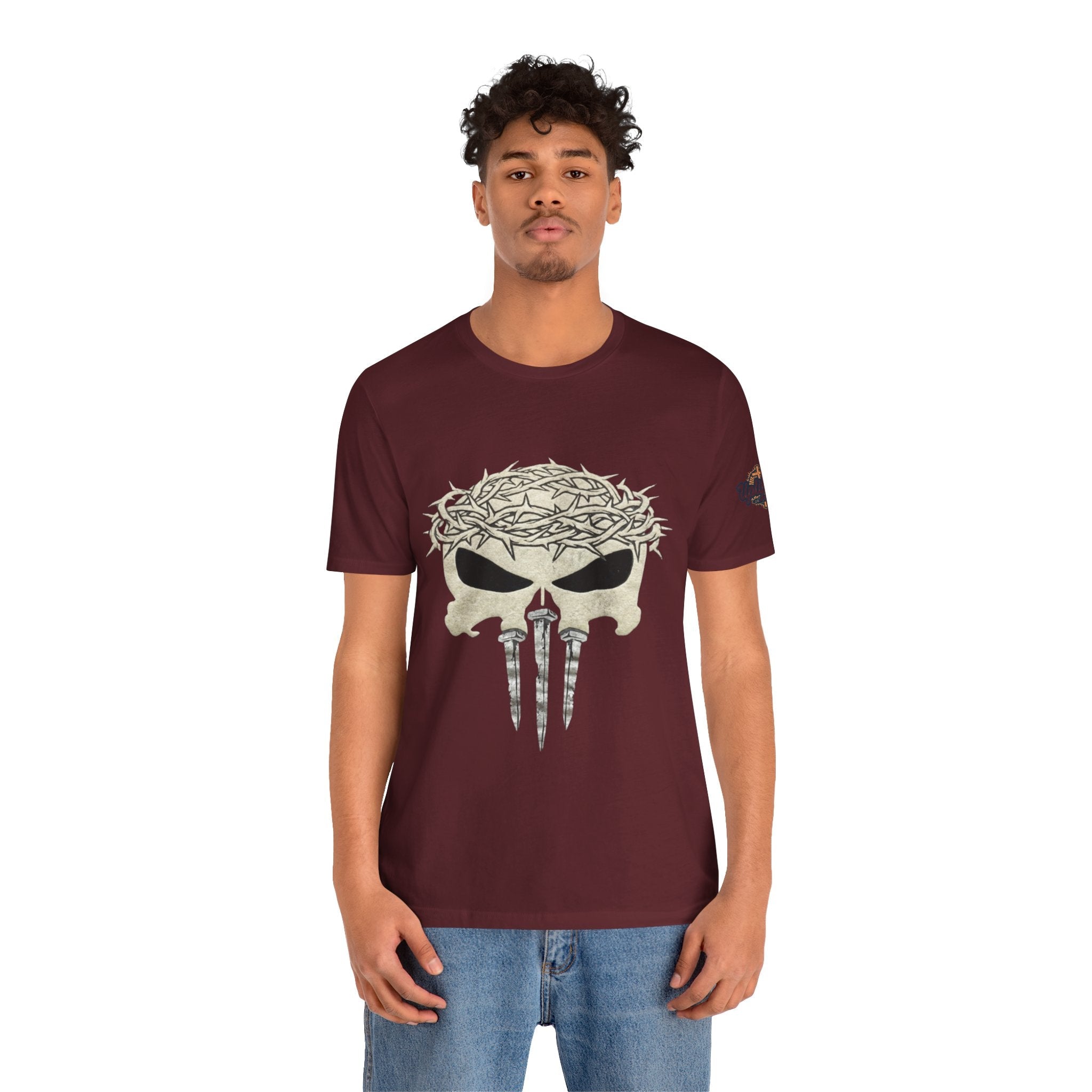 Christian Skull T-shirt - Crown of Thorns & Nails - Warrior Faith T-shirt Printify