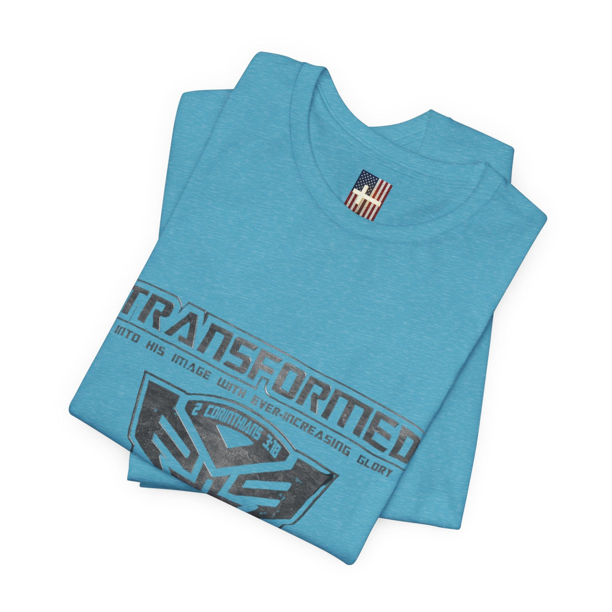 Transformer Logo Christian T-shirt | 2 Corinthians 3:18 Bible Verse T-shirt Printify