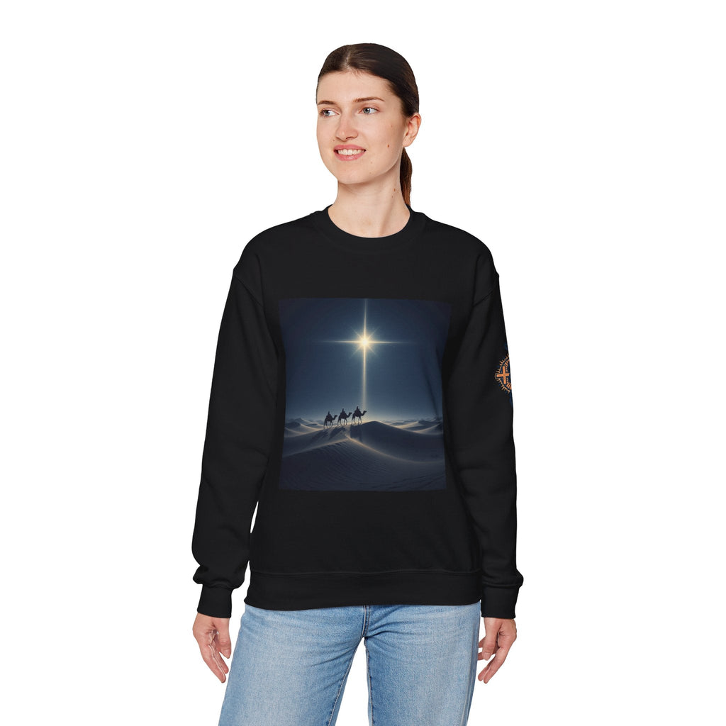 3 Wise Men Sweatshirt – Magi Camels Nativity Journey Christian Christmas Sweatshirt for Epiphany Faith & Holy Night Printify