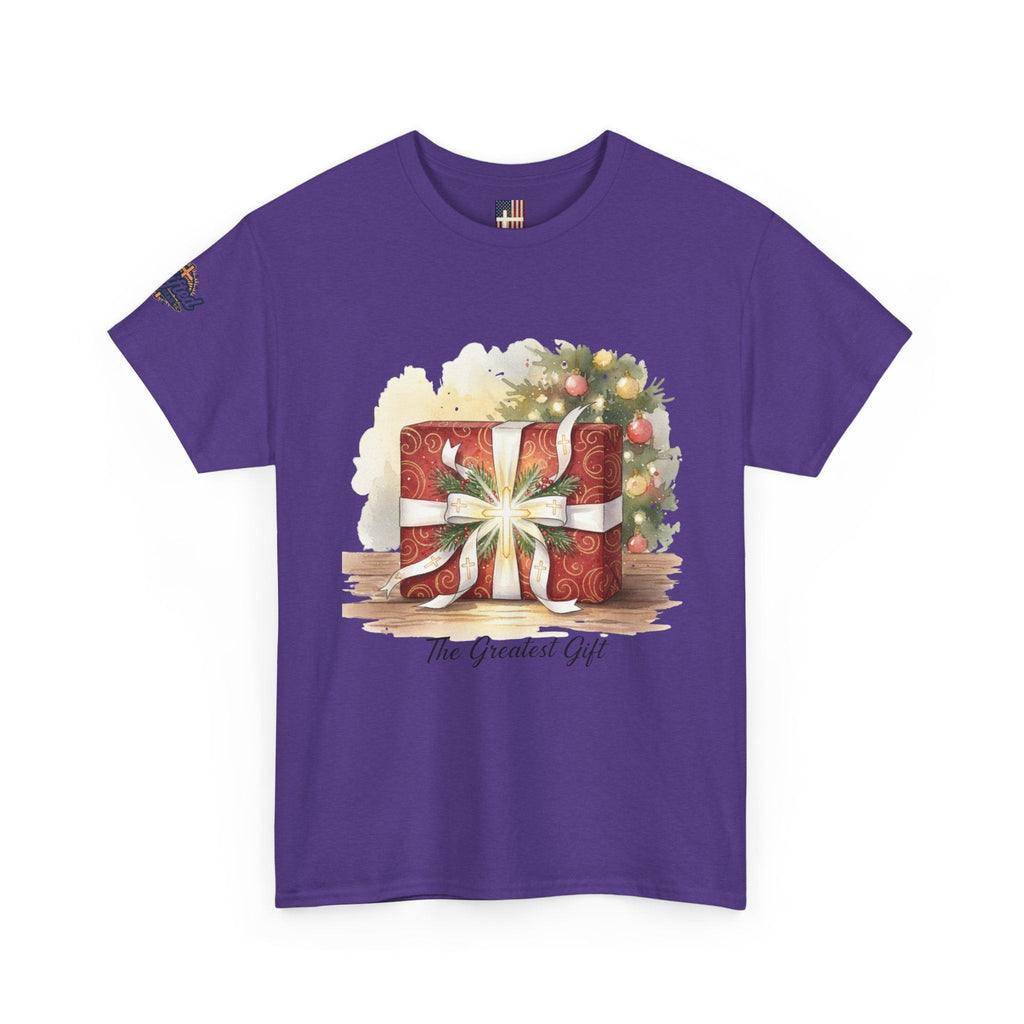 The Greatest Gift T-shirt – Cross Bow Present Christian T-shirt for Christmas Salvation & Eternal Faith Printify