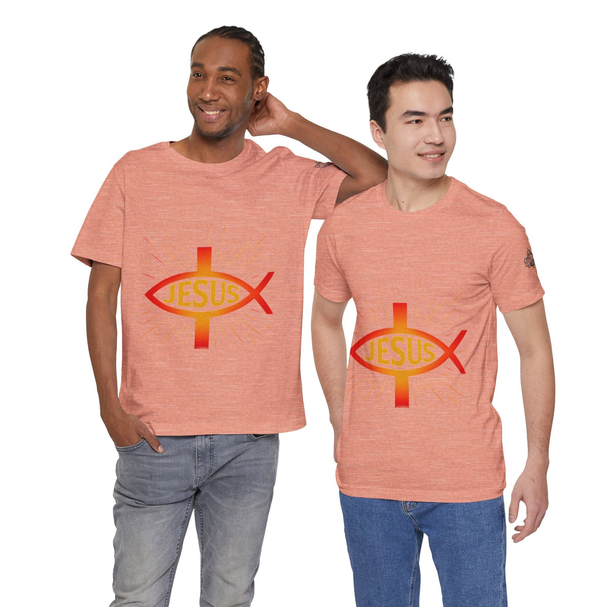 Jesus Ichthys T-shirt – Christian Fish Symbol with Cross & Jesus Inscription T-shirt for Eternal Faith & Streetwear Printify