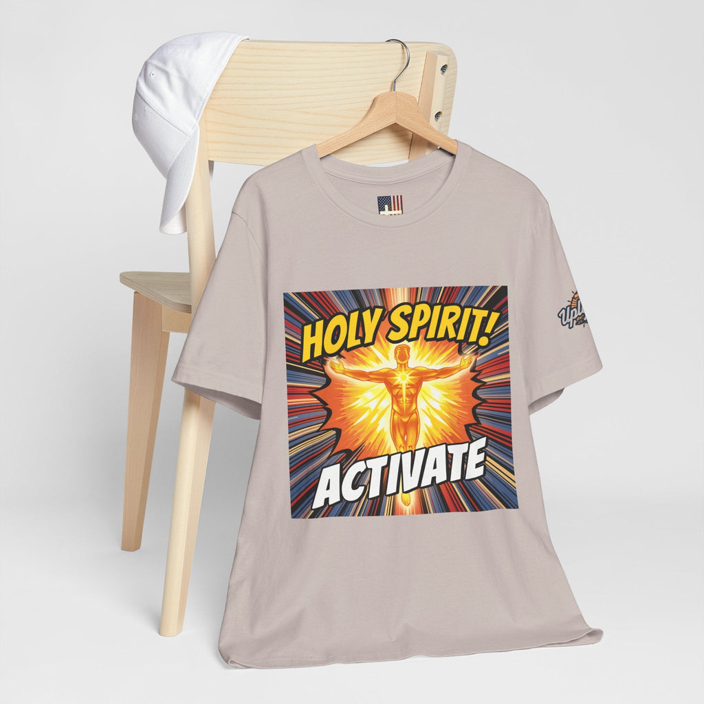 Holy Spirit Activate T-shirt – Superhero Christian T-shirt with Vibrant Power-Up Design for Faith-Fueled Boldness Printify