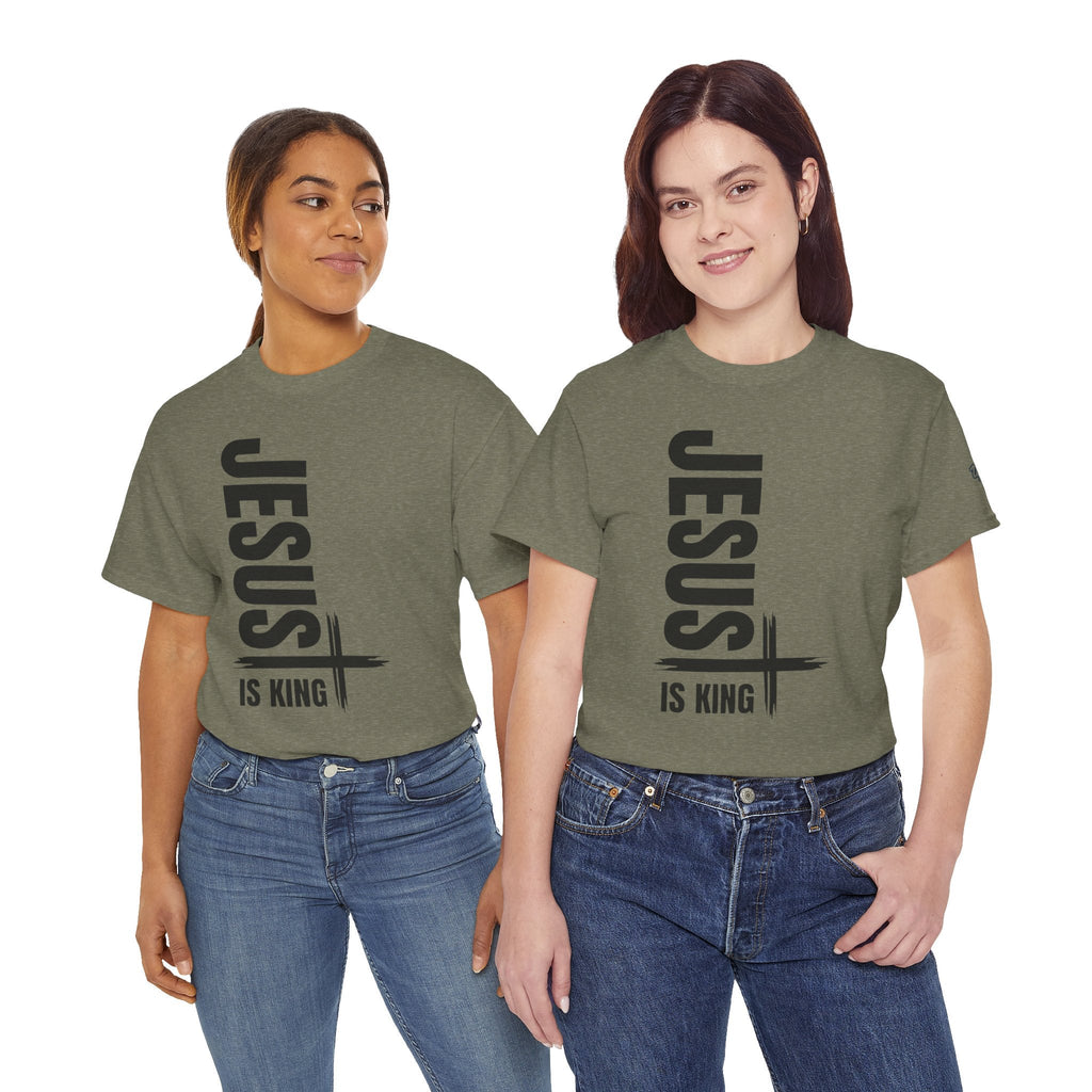 Jesus Is King T-shirt | Modern Typographic Cross Christian T-shirt Printify