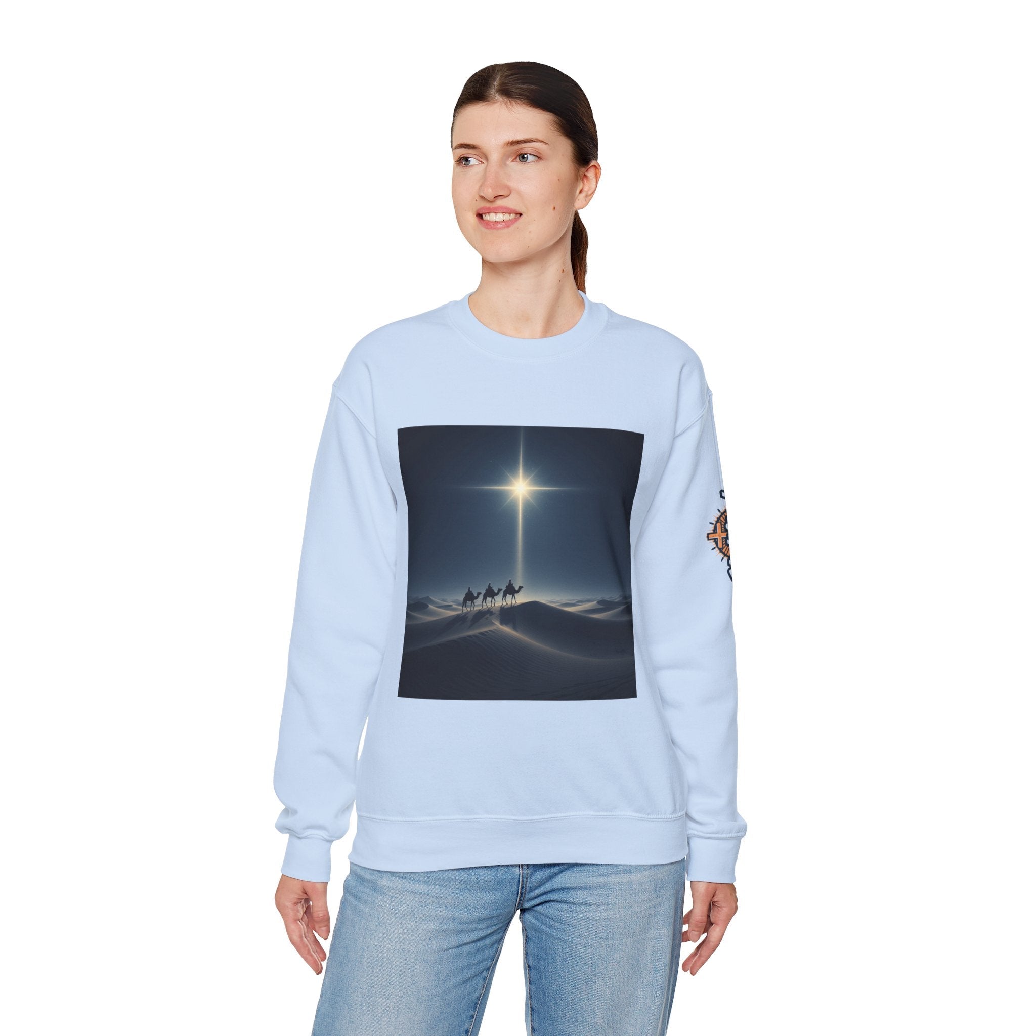 3 Wise Men Sweatshirt – Magi Camels Nativity Journey Christian Christmas Sweatshirt for Epiphany Faith & Holy Night Printify