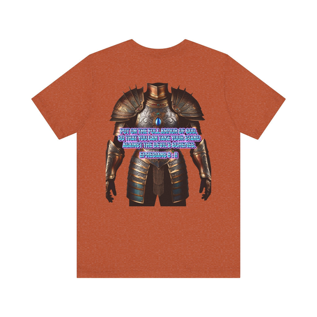 Religious Graphic Tee with Armor Of God Design Unisex Jersey Short Sleeve Tee Printify