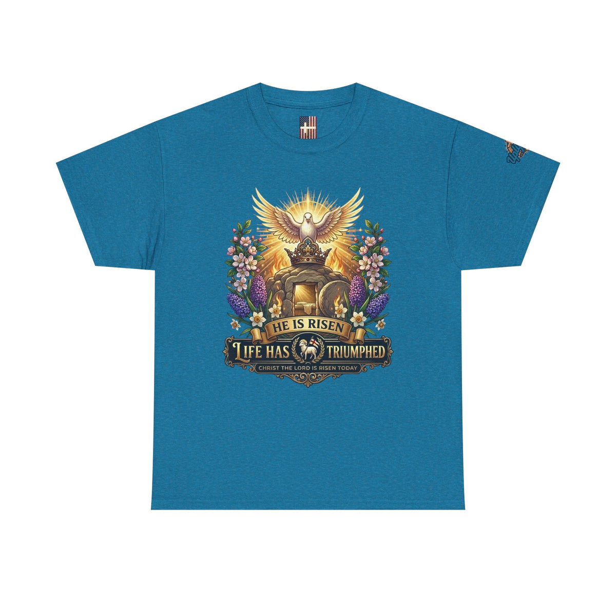 He Is Risen "Life Has Triumphed" T-Shirt — Easter Resurrection Christian Tee Printify