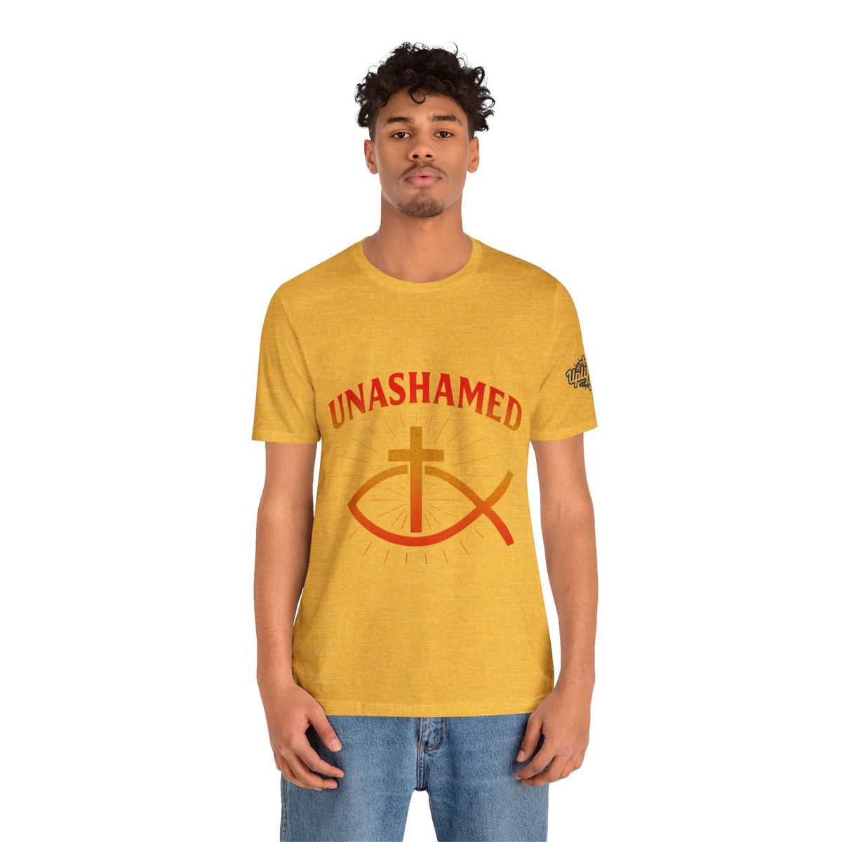 Unashamed T-shirt – Ichthys Jesus Fish & Cross Christian T-shirt for Romans 1:16 Bold Faith Printify