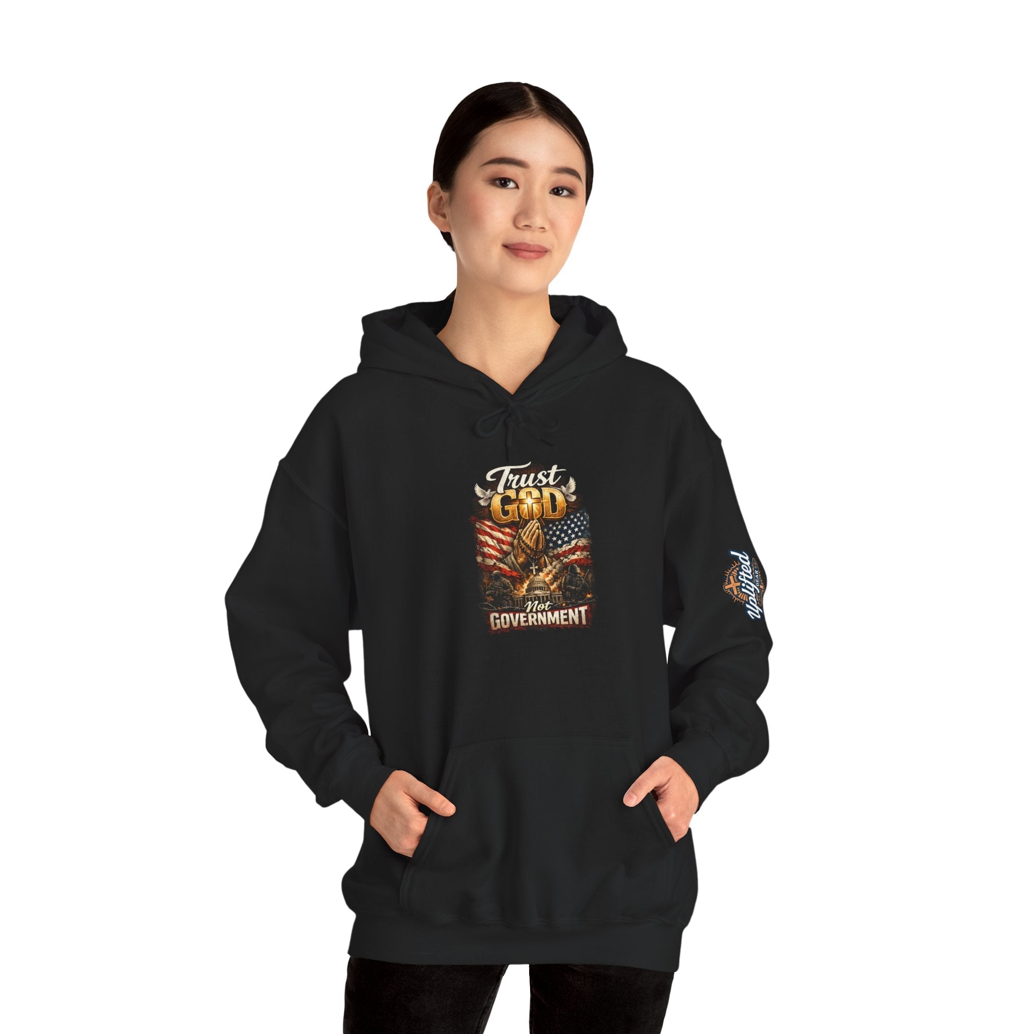 Trust God Not Government Hoodie — Vintage Patriotic Christian Hoodie Printify