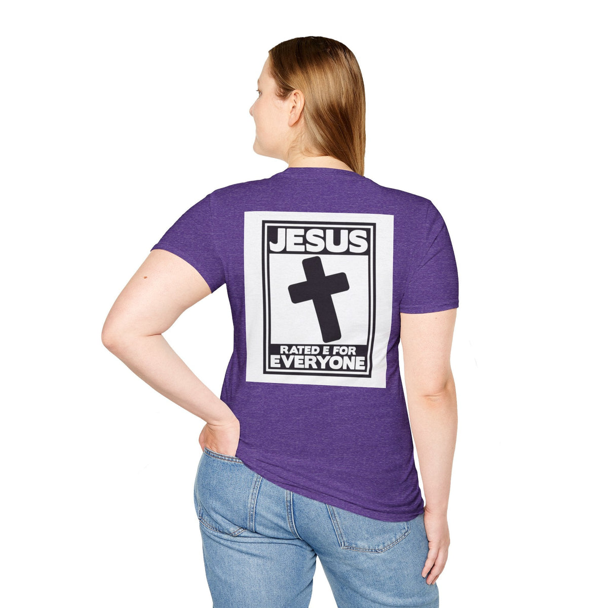 Jesus, Rated E for Everyone T-shirt - Gamer Faith T-shirt - Christian Video Game Parody Printify