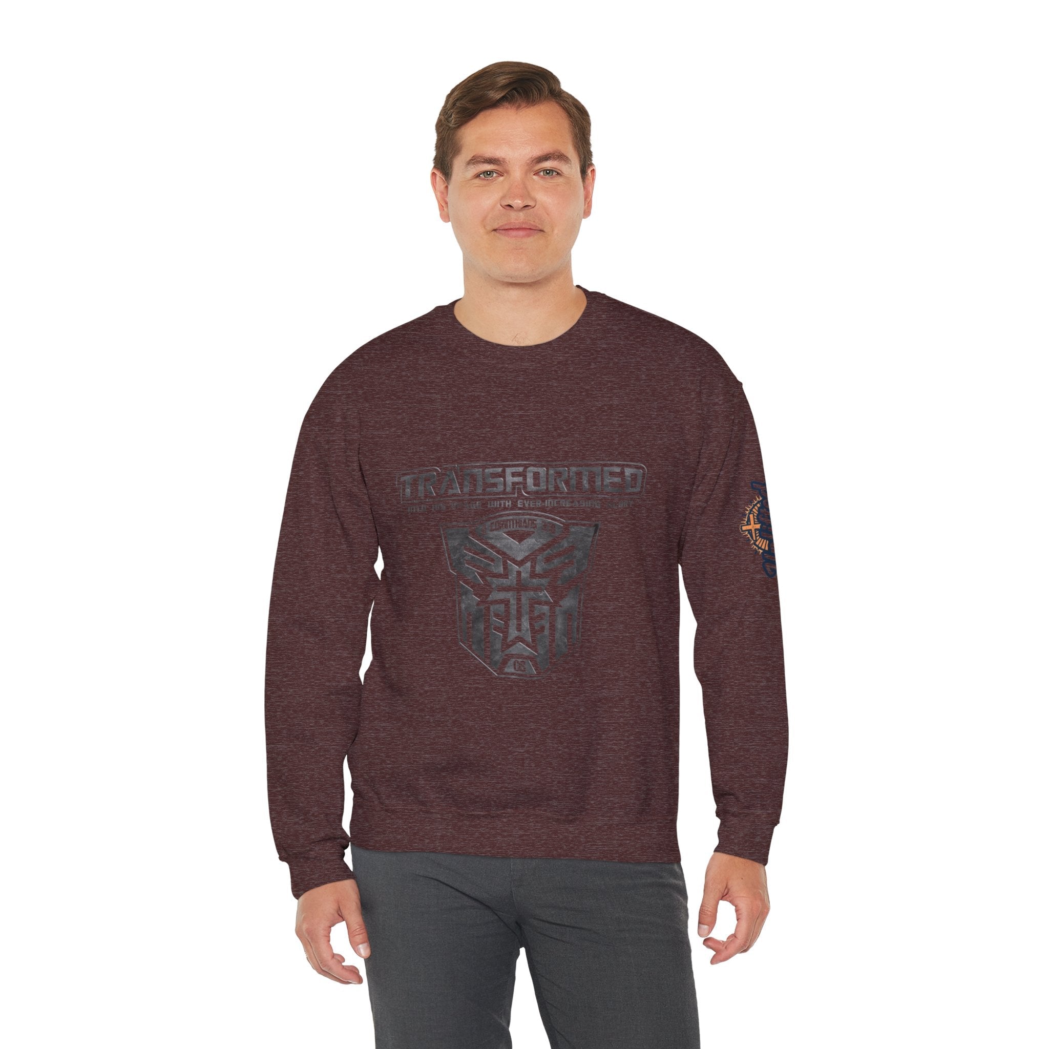 Transformer Logo Christian Sweatshirt | 2 Corinthians 3:18 Bible Verse Sweatshirt Printify