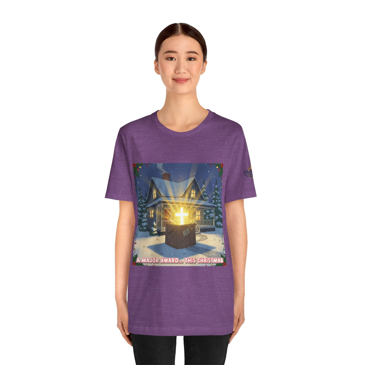 A Major Award This Christmas T-shirt – Fragile Leg Lamp Parody Cross Unboxing Christian T-shirt for Hilarious Faith & Holiday Glow Printify