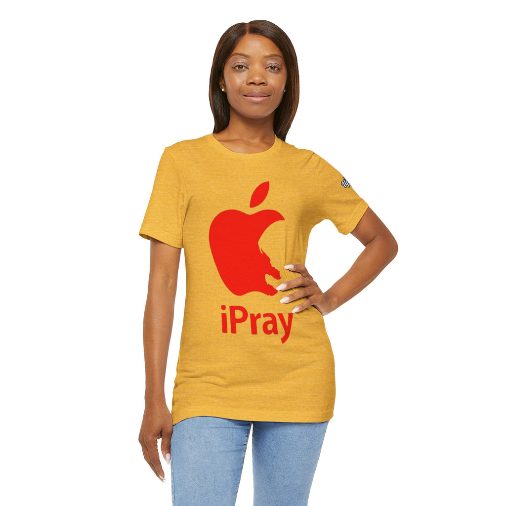 iPray Red Apple Christian T-Shirt — Faith Graphic Tee Printify