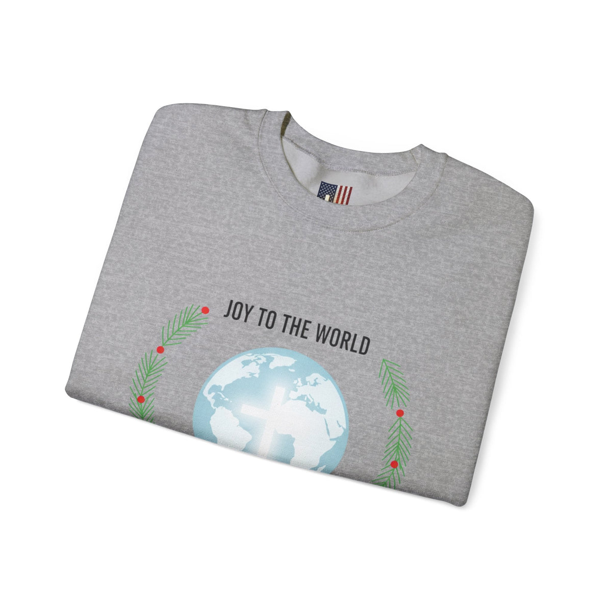 Joy to the World Sweatshirt – Wreath Earth Nativity Christian Christmas Sweatshirt for Isaiah 9:6 Holiday Faith & Festive Joy Printify