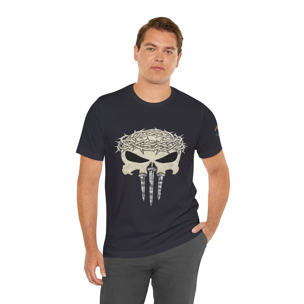 Christian Skull T-shirt - Crown of Thorns & Nails - Warrior Faith T-shirt Printify