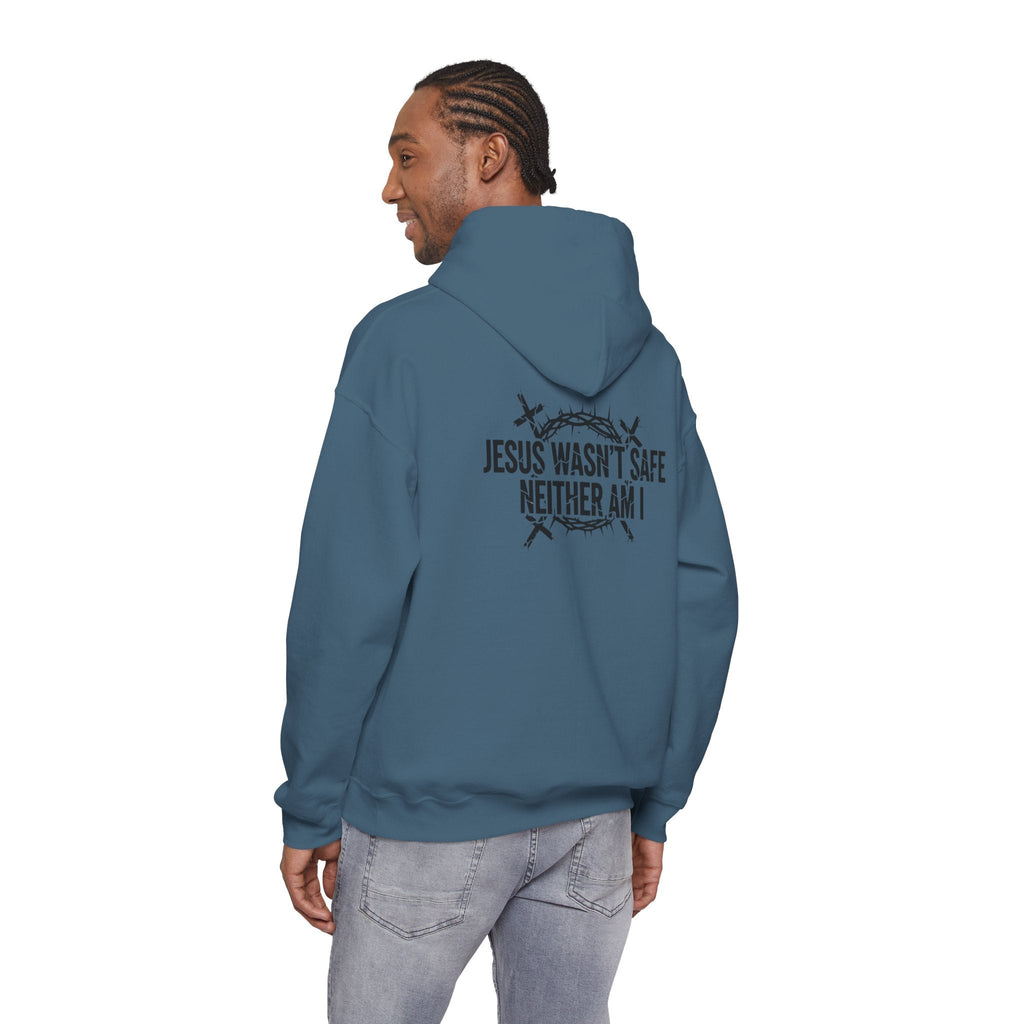 ⚡ Jesus Wasn’t Safe – Neither Am I | Bold Christian Hoodie | Storm-Walking Faith Tee | Minimalist Black & White Design | Uplifted Gear Printify