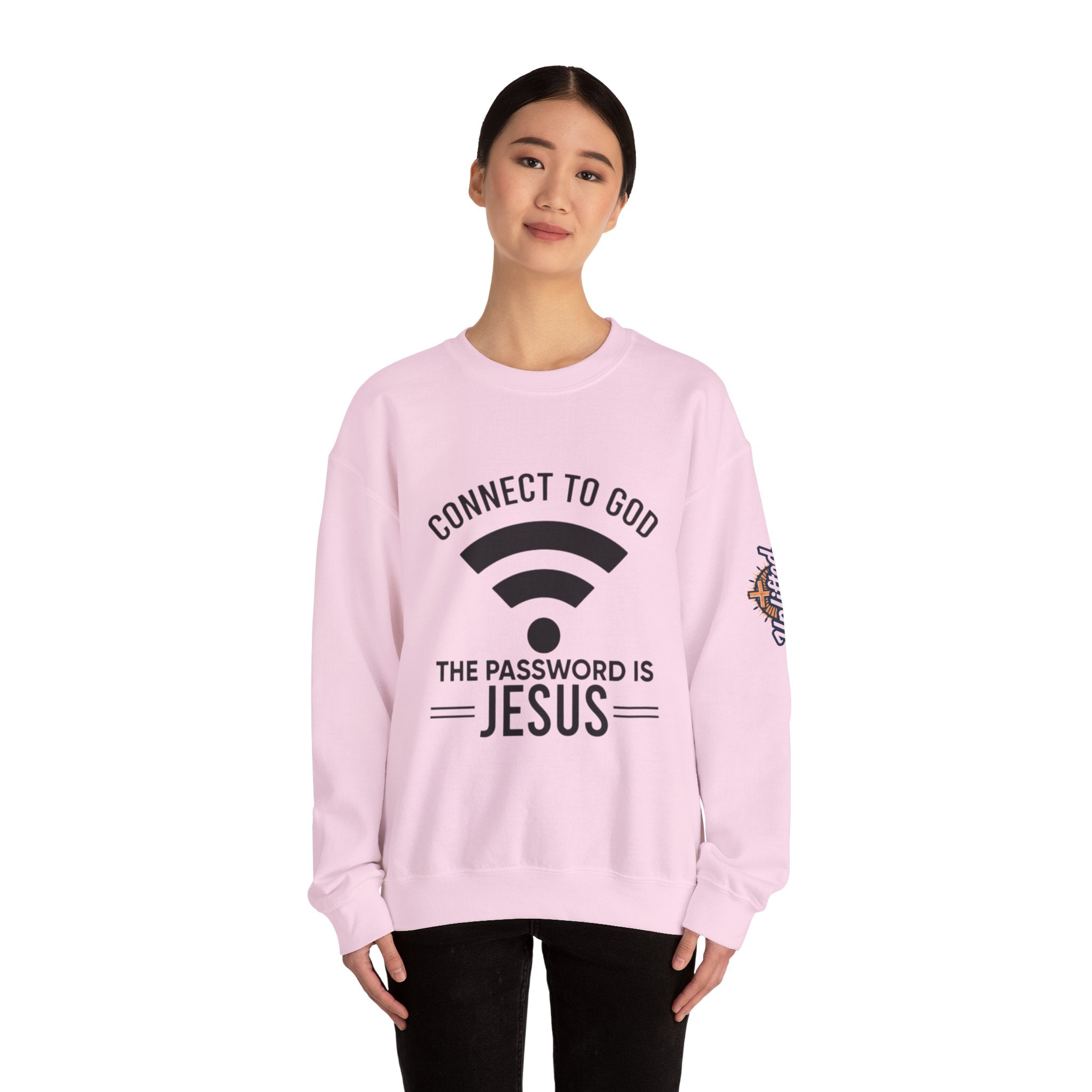 Connect to God Sweatshirt - WIFI Password is Jesus - Funny Christian Faith Sweatshirt Printify