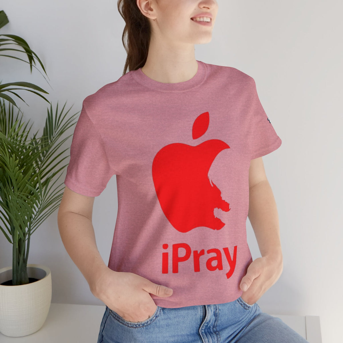 iPray Red Apple Christian T-Shirt — Faith Graphic Tee Printify