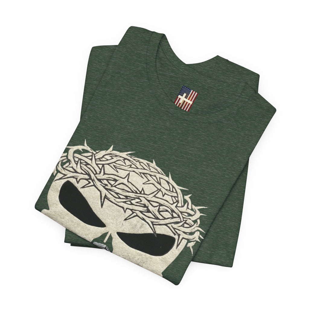 Christian Skull T-shirt - Crown of Thorns & Nails - Warrior Faith T-shirt Printify