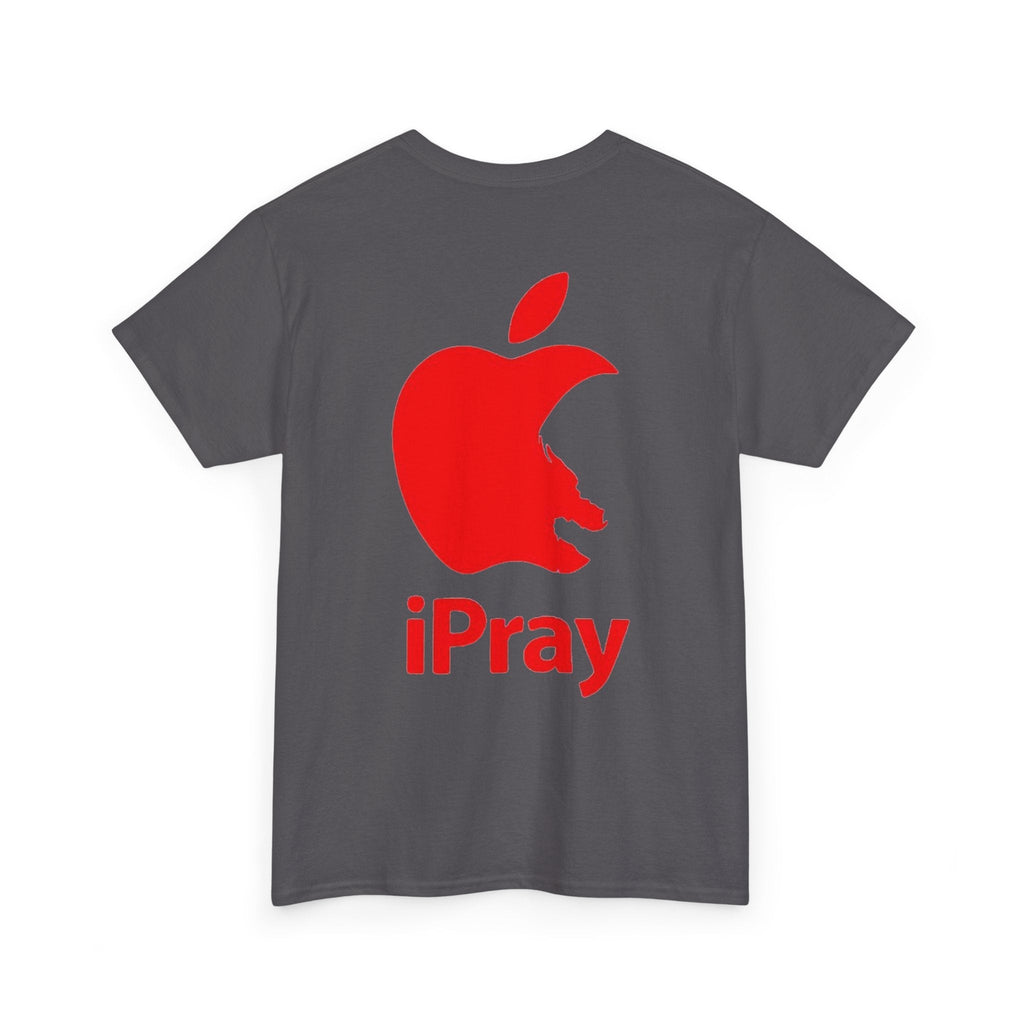 iPray Apple Logo Tee — Funny Christian T-Shirt (Minimal Red Apple Graphic) Printify