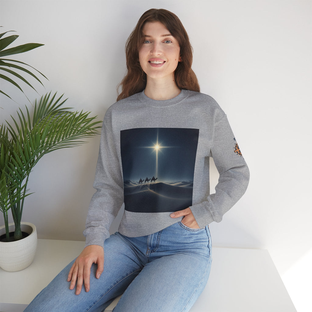 3 Wise Men Sweatshirt – Magi Camels Nativity Journey Christian Christmas Sweatshirt for Epiphany Faith & Holy Night Printify