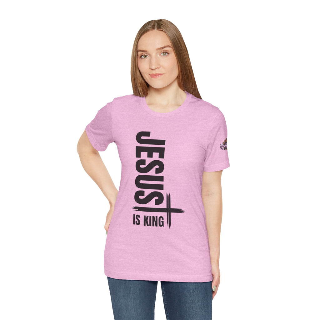 Jesus Is King T-shirt | Modern Typographic Cross Christian T-shirt Printify