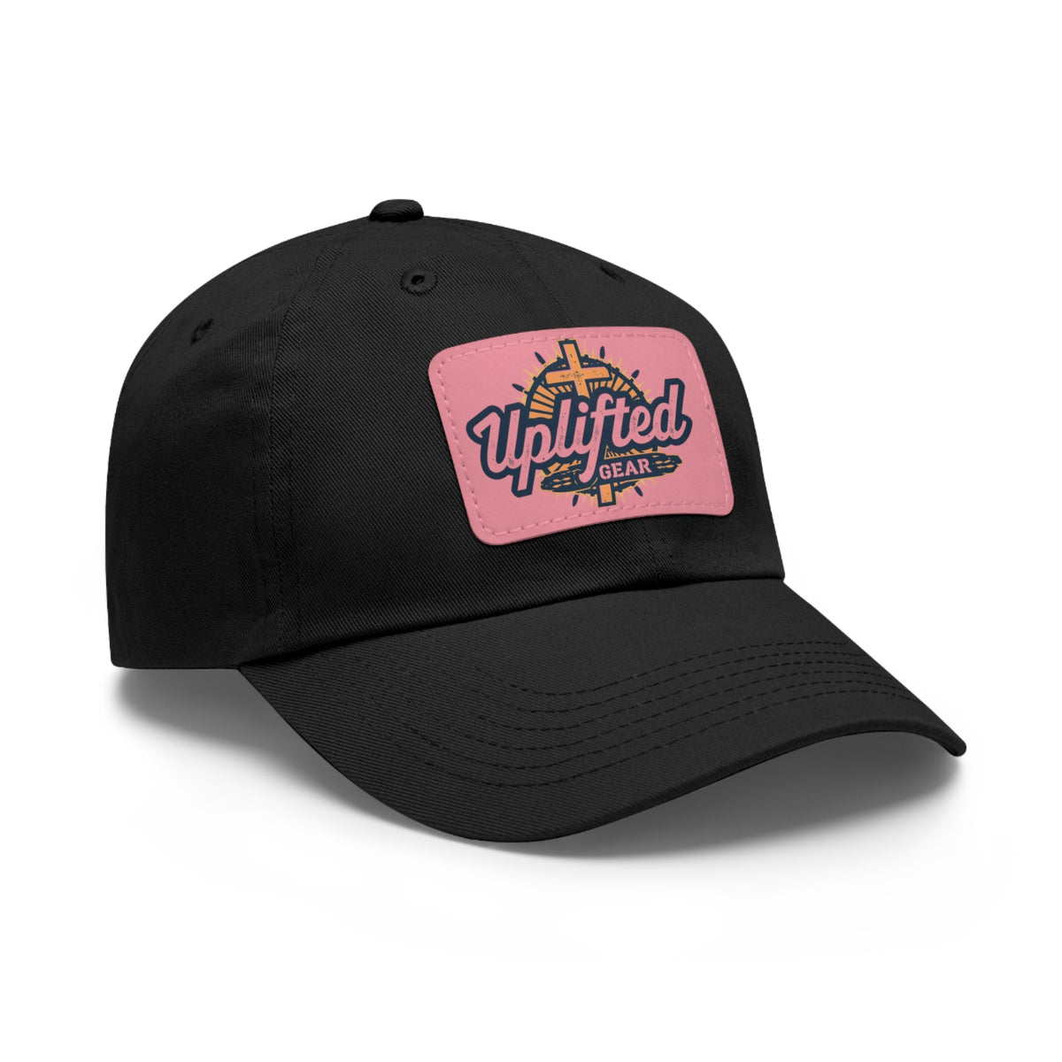 Uplifted Gear Leather Patch Dad Hat — Vintage Aviation Logo Cap Printify