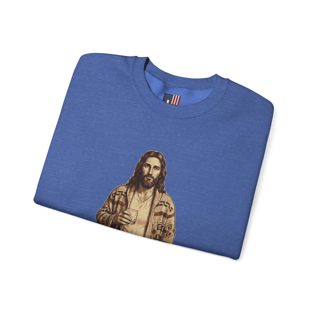 Abide Jesus Sweatshirt — Vintage 'The Dude' Religious Graphic Sweatshirt Printify
