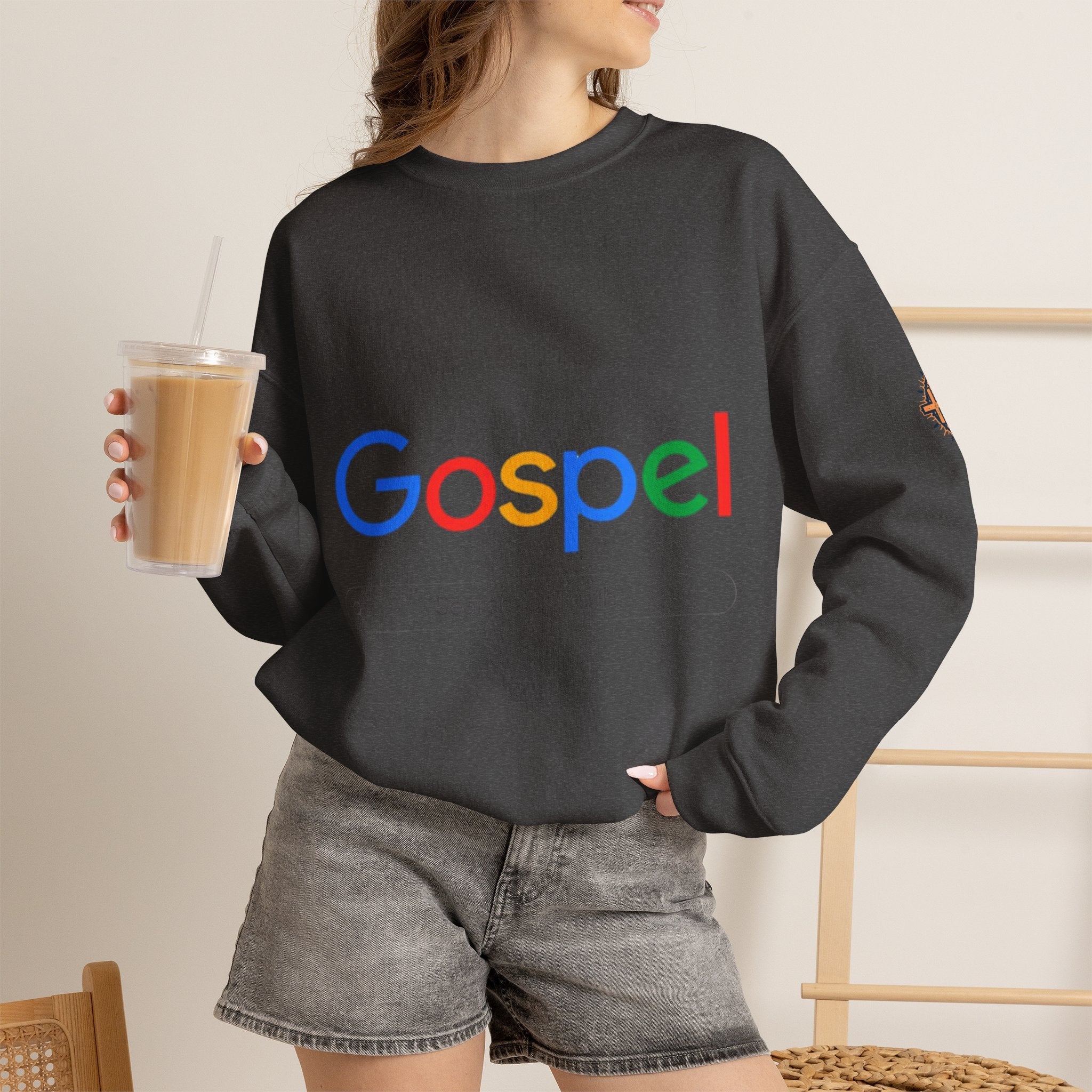 Gospel Graphic Sweatshirt — "Gospel" Colorful Logo Christian Sweatshirt Printify