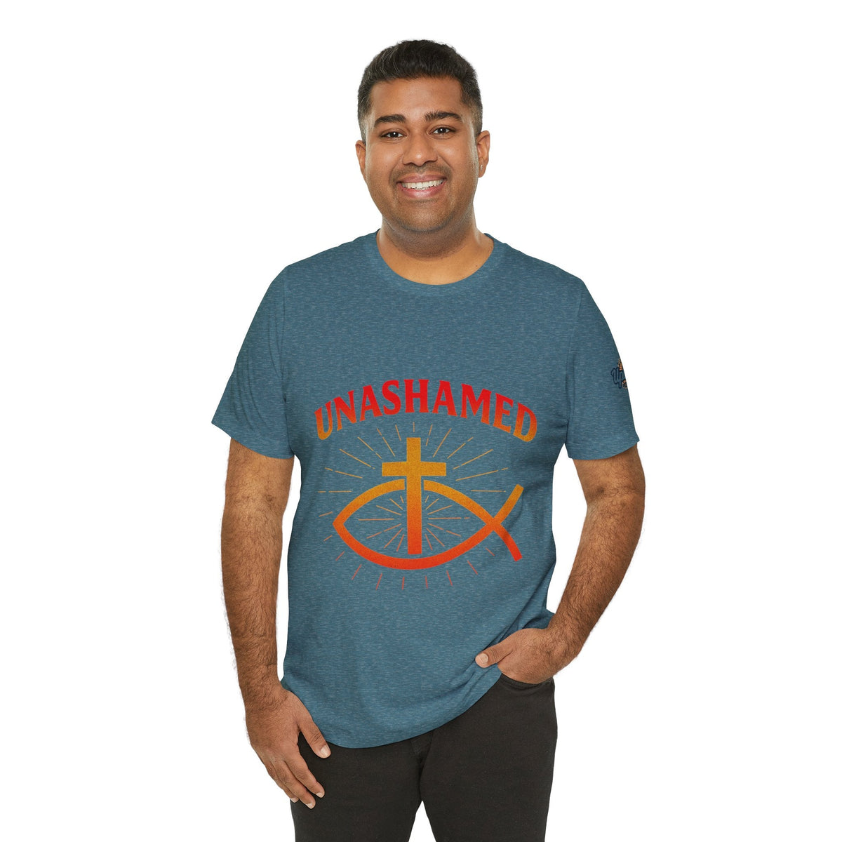 Unashamed T-shirt – Ichthys Jesus Fish & Cross Christian T-shirt for Romans 1:16 Bold Faith Printify