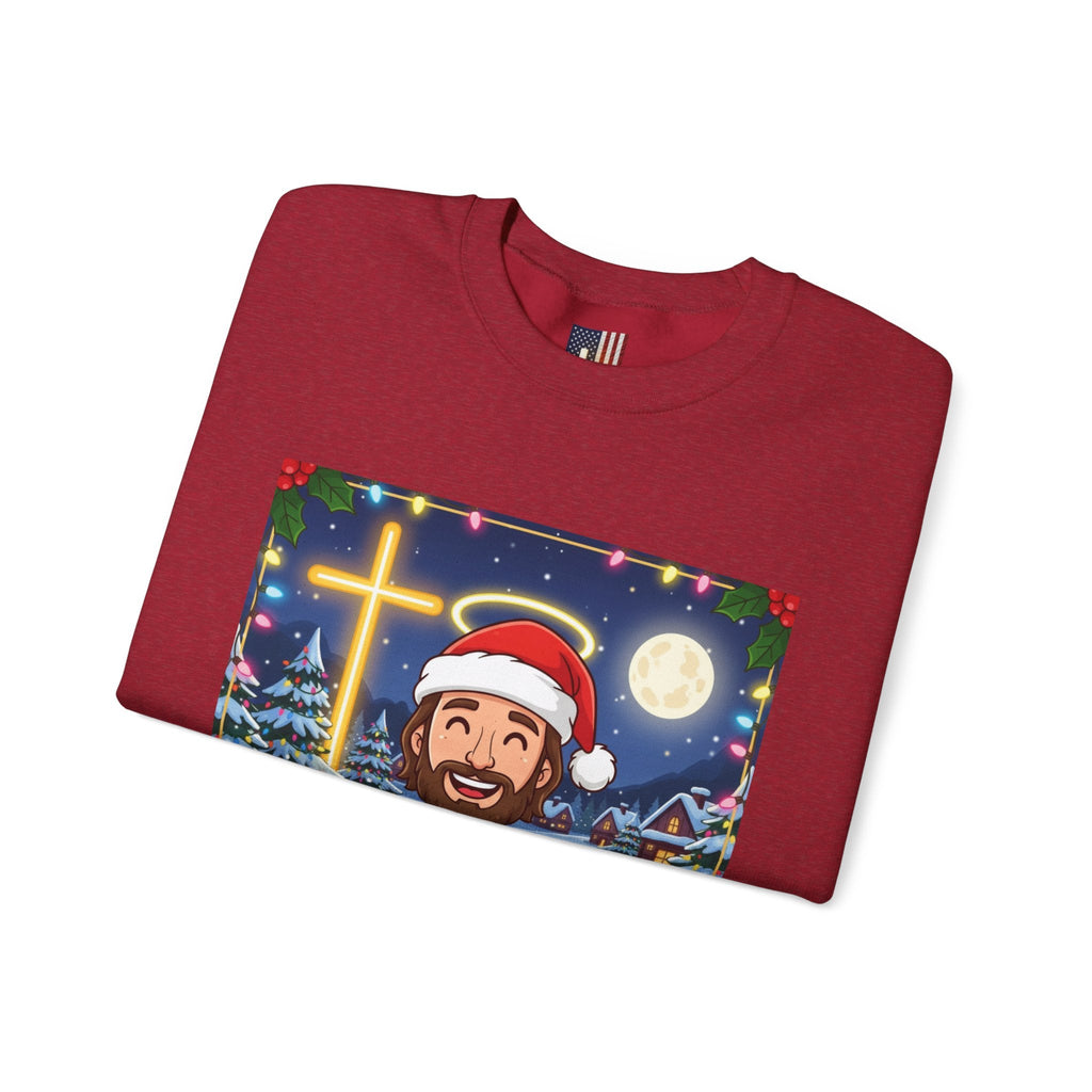 🎄 Make Christmas Great Again – Funny Christian Sweatshirt | Jesus Holding Banner | Faith-Based Holiday Parody Tee | Uplifted Gear Printify