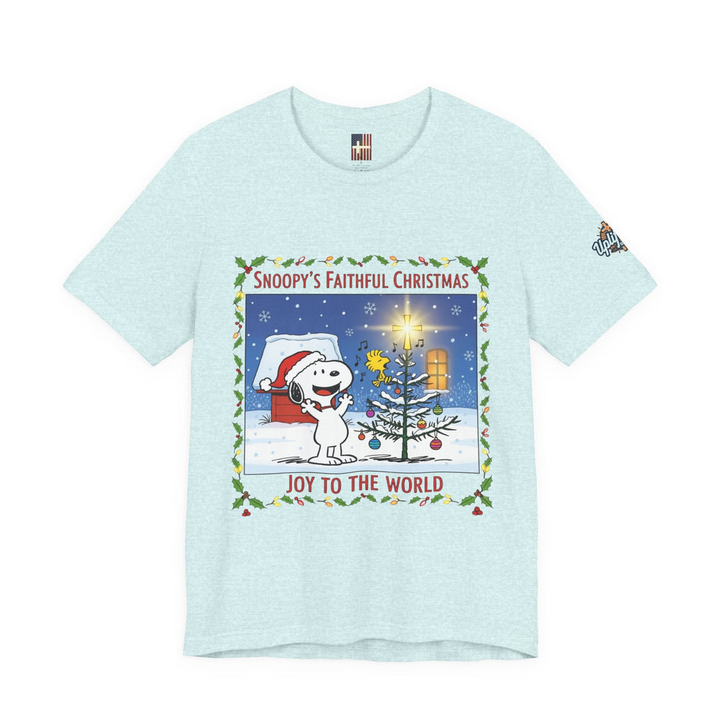 🎄 Faithful Christmas Friends – Christian Holiday T-Shirt | Festive Tree & Cartoon Duo | Heartwarming Christmas Tee by Uplifted Gear Printify
