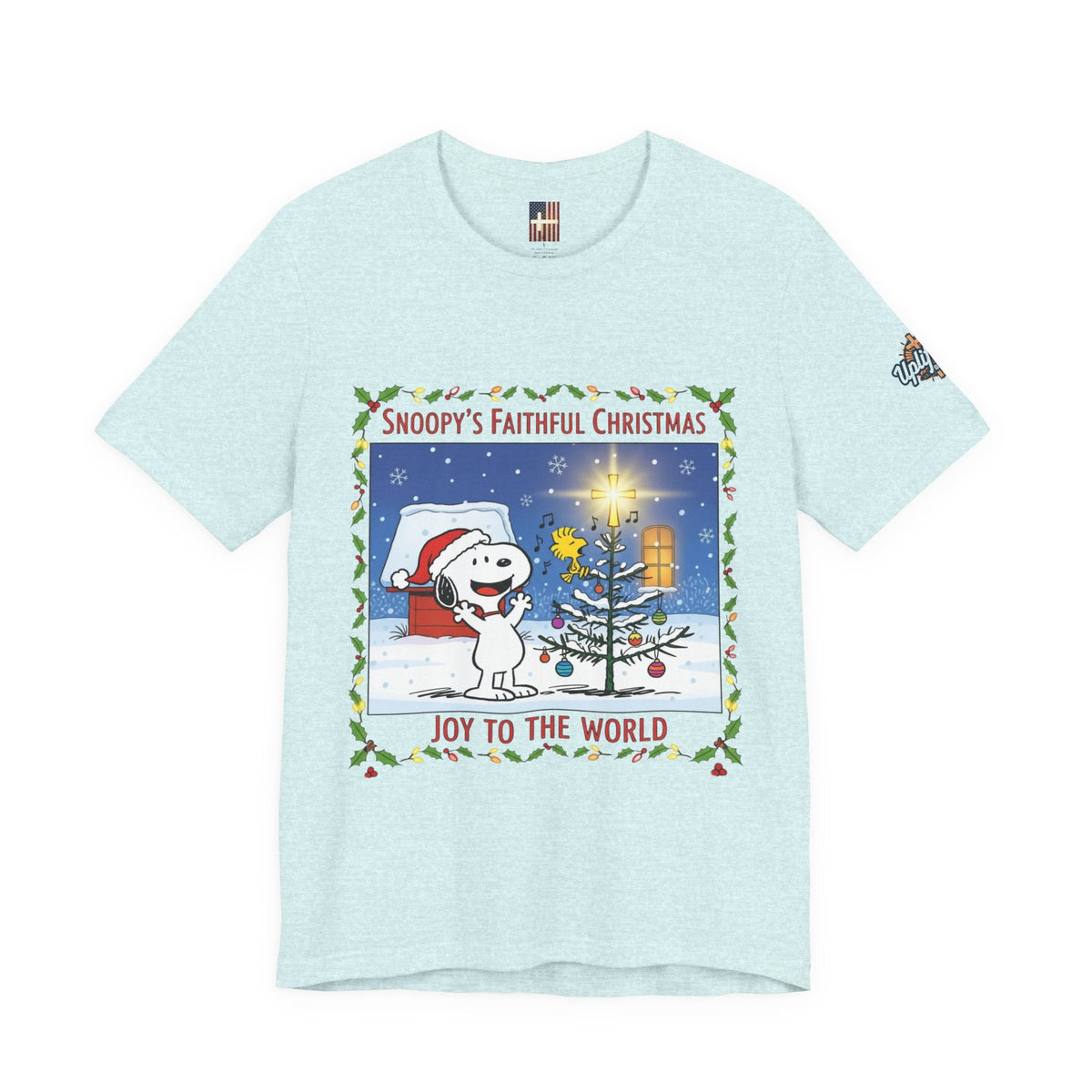 🎄 Faithful Christmas Friends – Christian Holiday T-Shirt | Festive Tree & Cartoon Duo | Heartwarming Christmas Tee by Uplifted Gear Printify