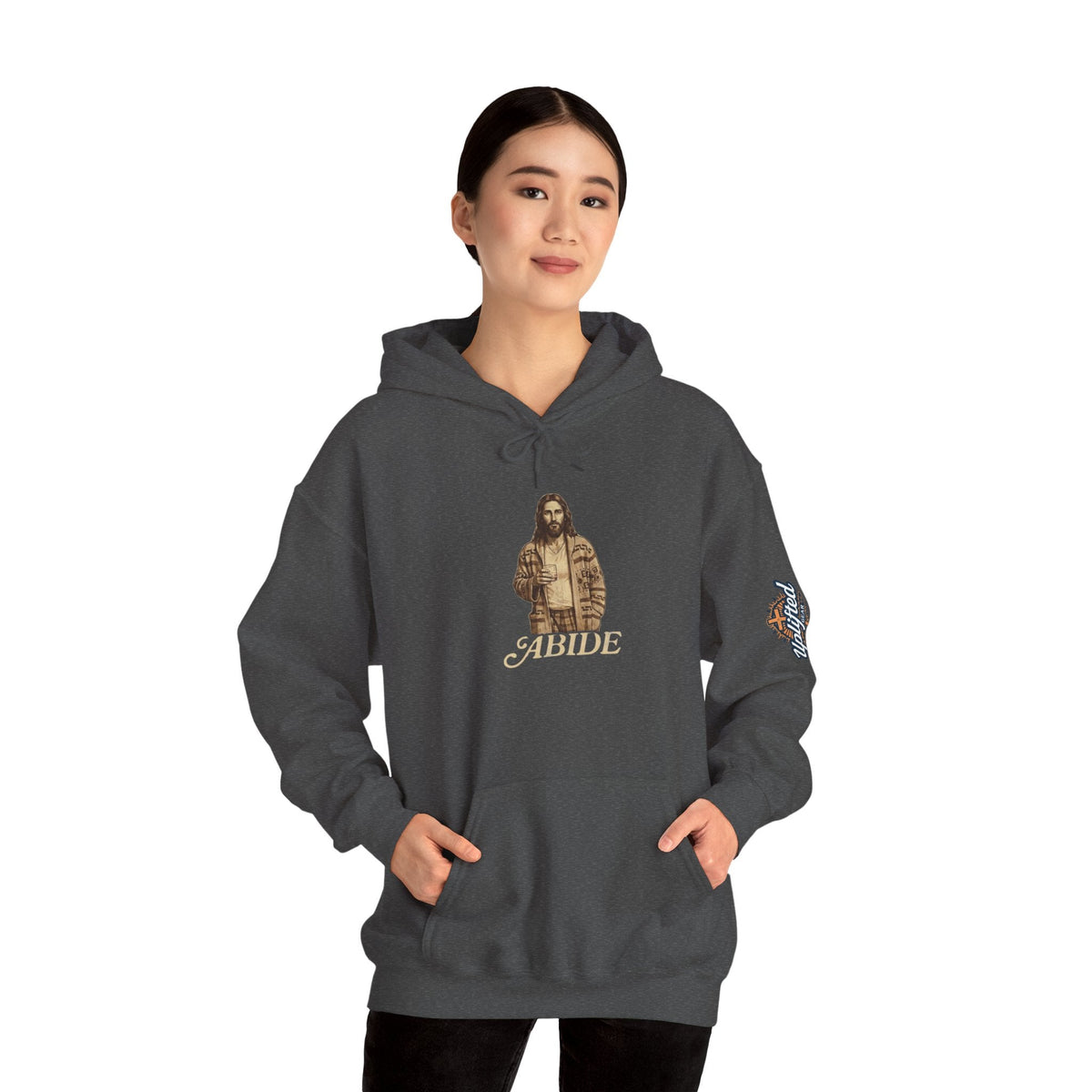 Abide Jesus Hoodie — Vintage 'The Dude' Religious Graphic Hoodie Printify