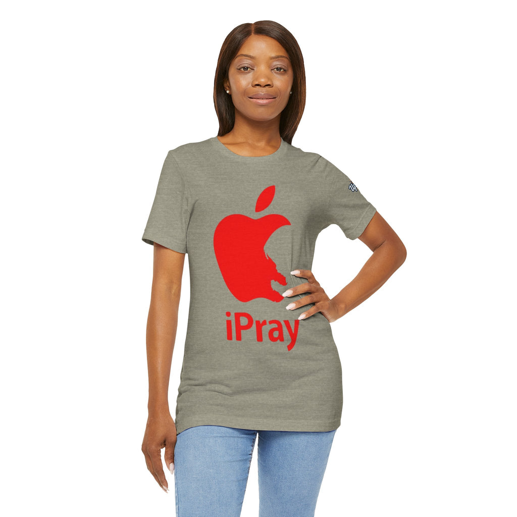 iPray Red Apple Christian T-Shirt — Faith Graphic Tee Printify