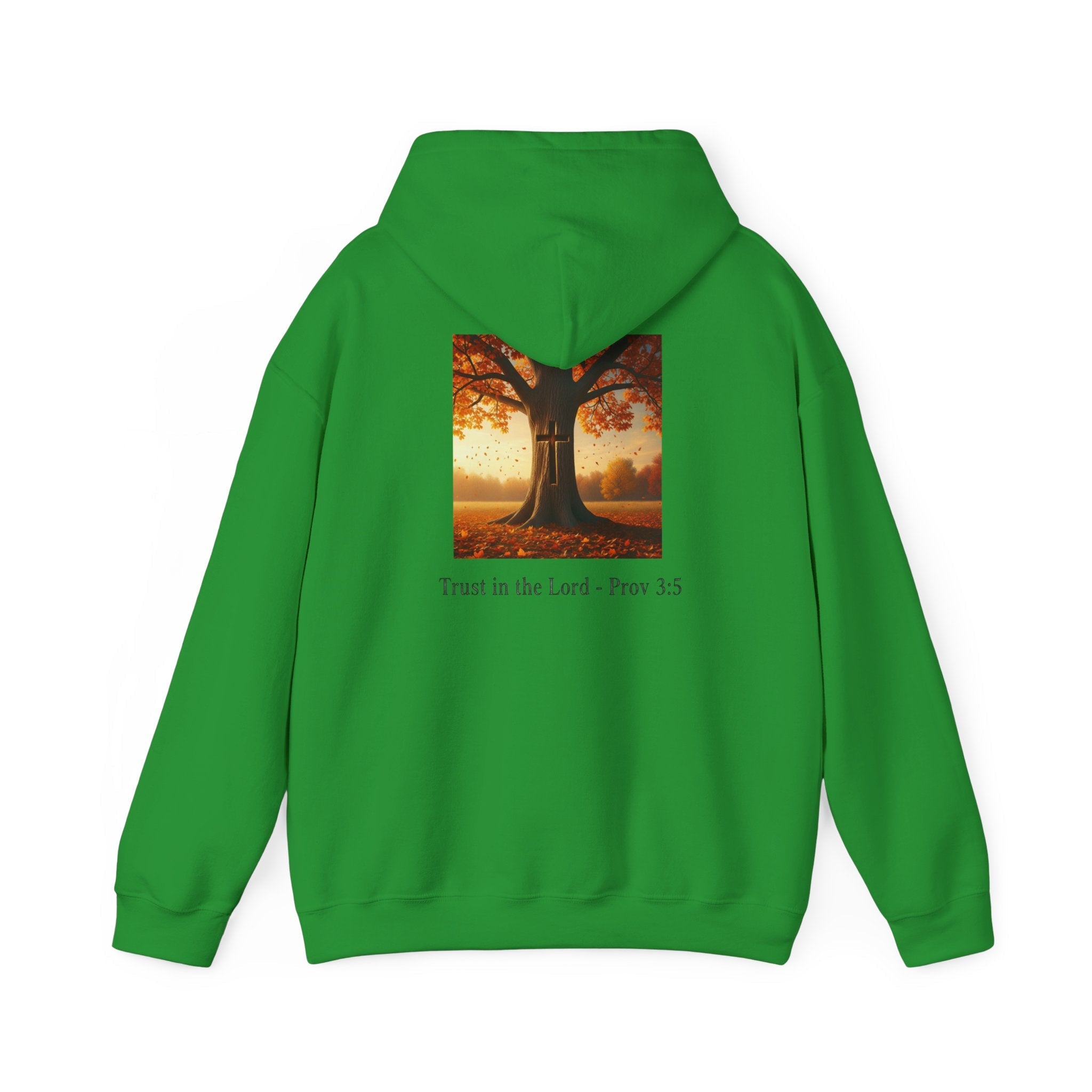 Trust in the Lord Hoodie – Autumn Tree Proverbs 3:5 Christian Hoodie for Cozy Faith Printify