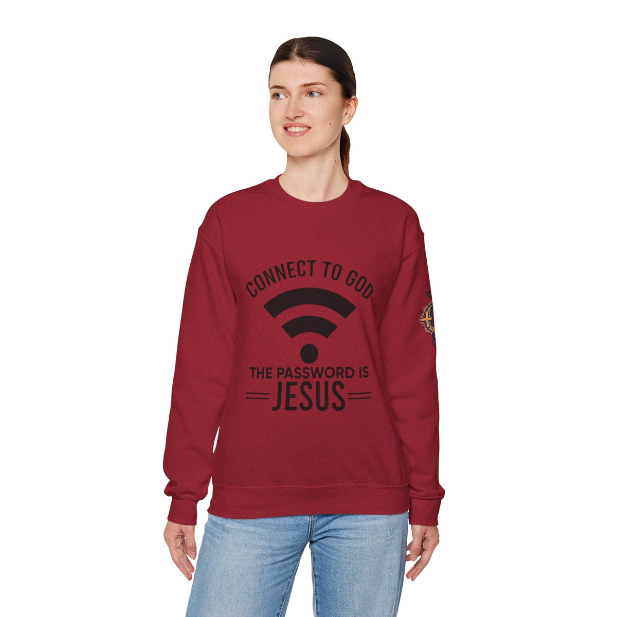 Connect to God Sweatshirt - WIFI Password is Jesus - Funny Christian Faith Sweatshirt Printify