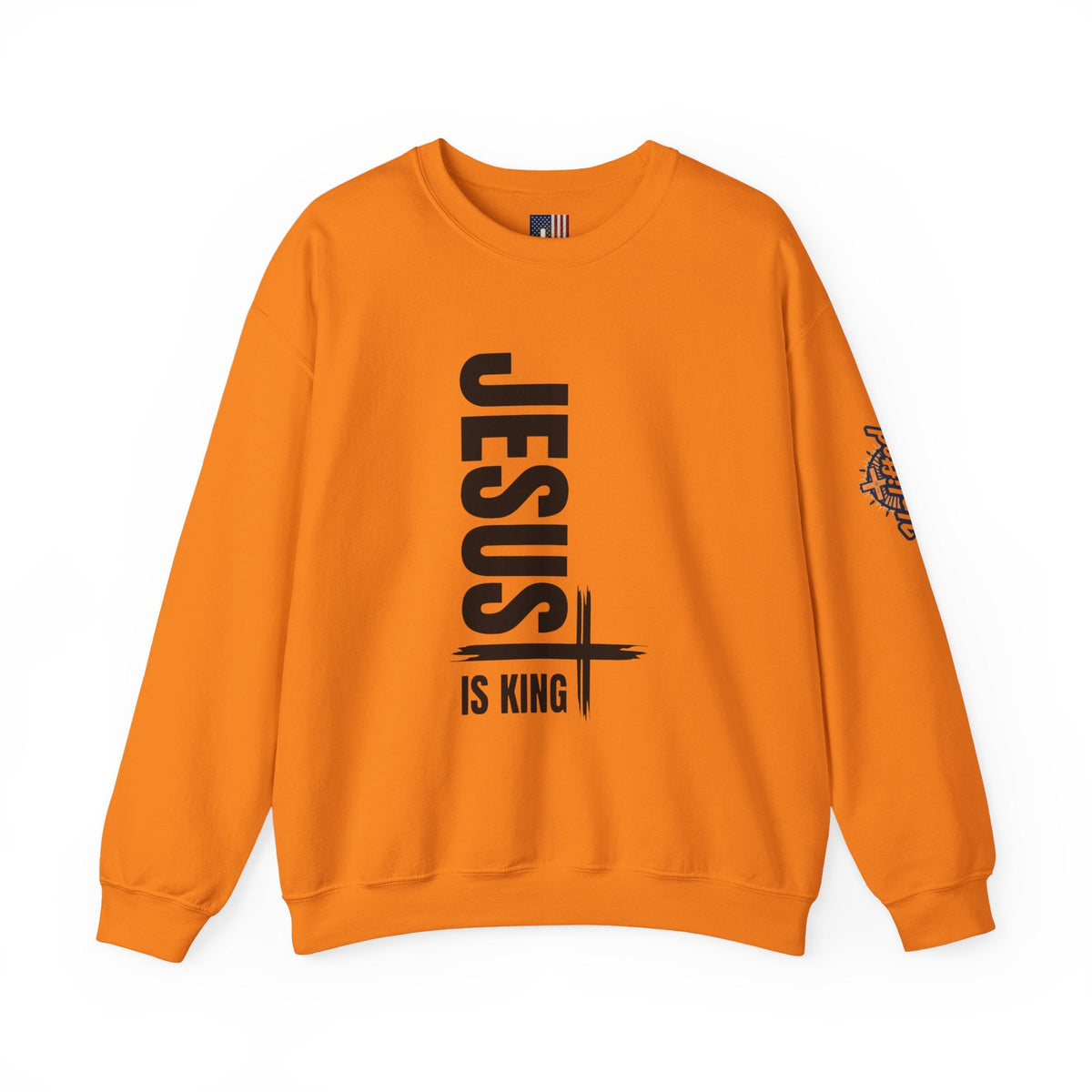 Jesus Is King Sweatshirt | Modern Typographic Cross Christian Sweatshirt Printify